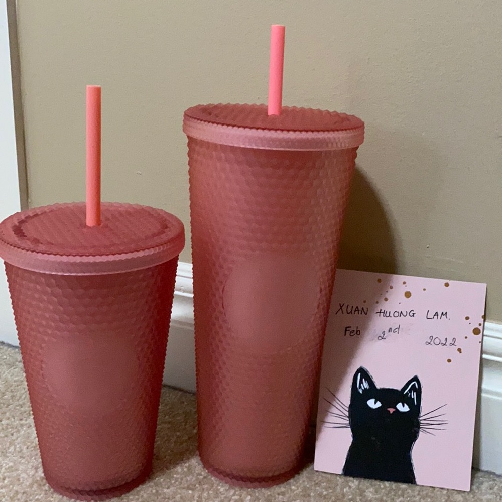 Set of 2 - Soft Pink Lemonade Studded- Starbucks
